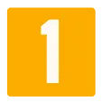 White number one on an orange square background.