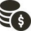 Stack of coins with a dollar sign symbolizing money or currency.