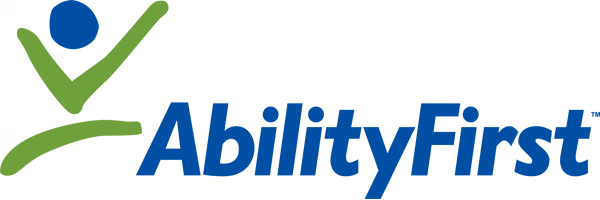 AbilityFirst logo with green and blue stylized human figure and blue text.